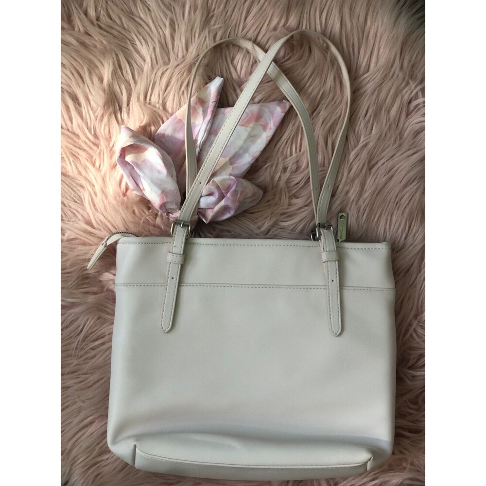 Betsey Johnson XO Aaliya Shopper with Scarf Pink Tote Shoulder Bag Purse White - Picture 2 of 3